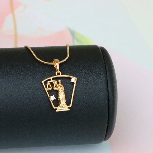 "Lady Justice Rose Gold Pendant with Crystal Accents, XPPT1588 - Picture 4 of 13